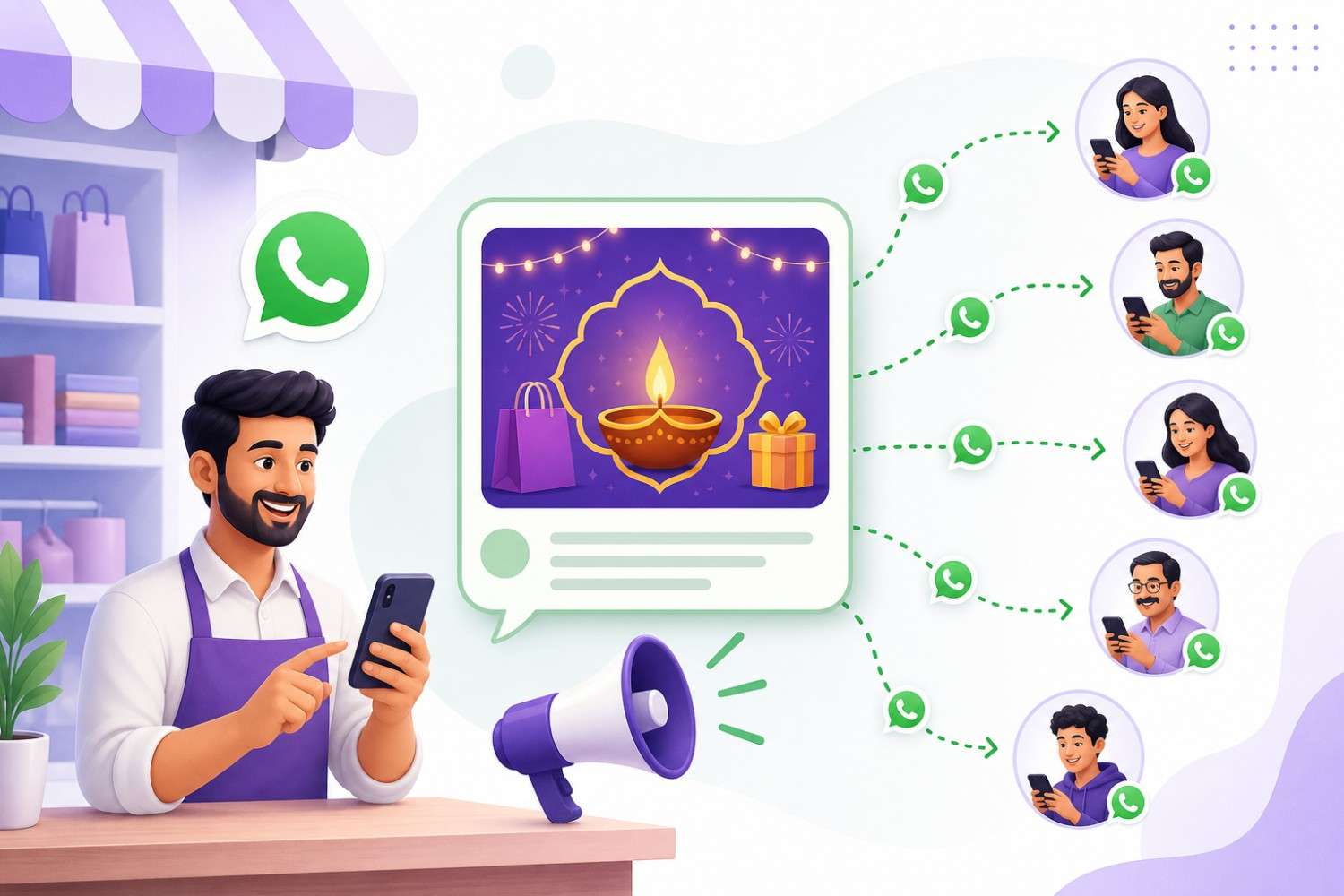 WhatsApp broadcast festival offers to customer segments