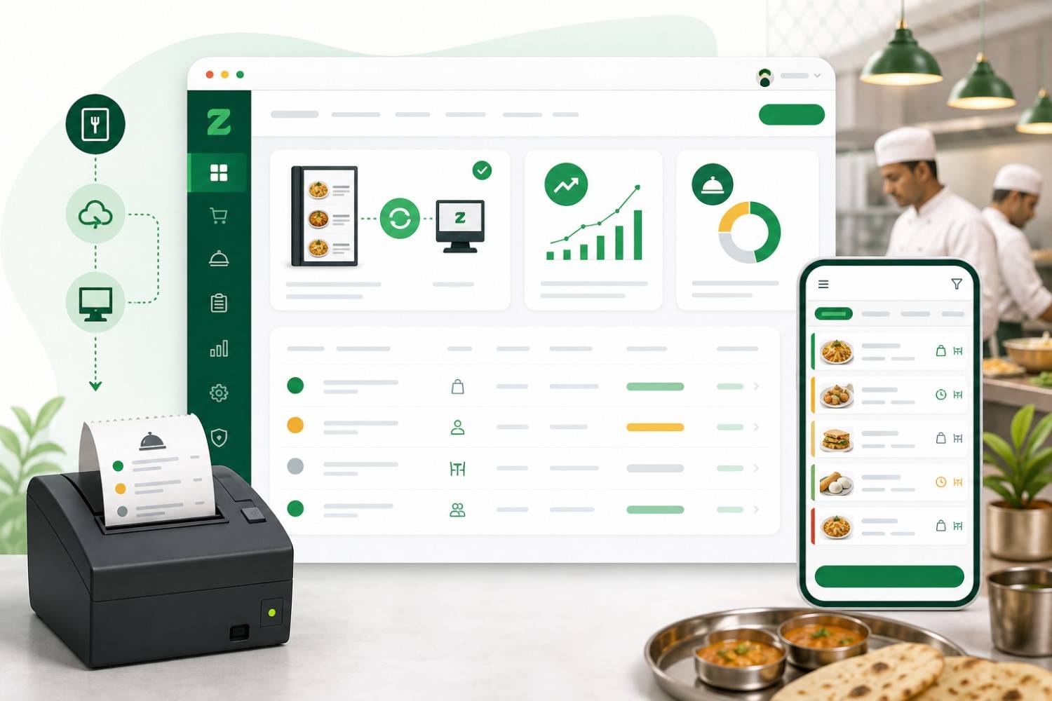 Zosata dashboard — menu sync, KOT printing, orders and payments in one place