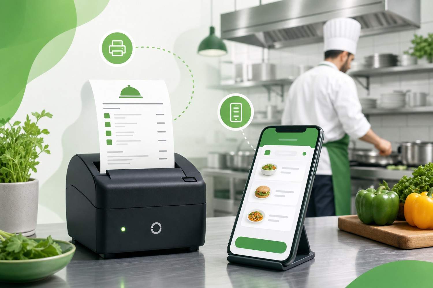Kitchen KOT thermal printer and receipt printing from ZosataBiz app