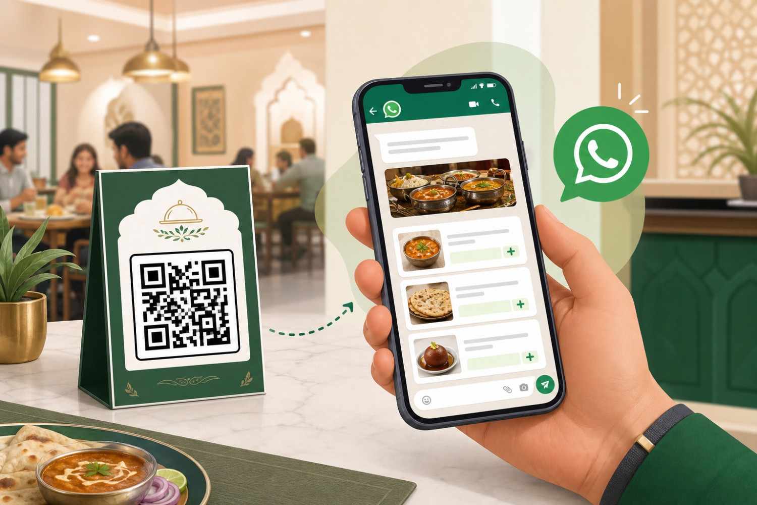 WhatsApp online ordering via QR scan and chatbot menu